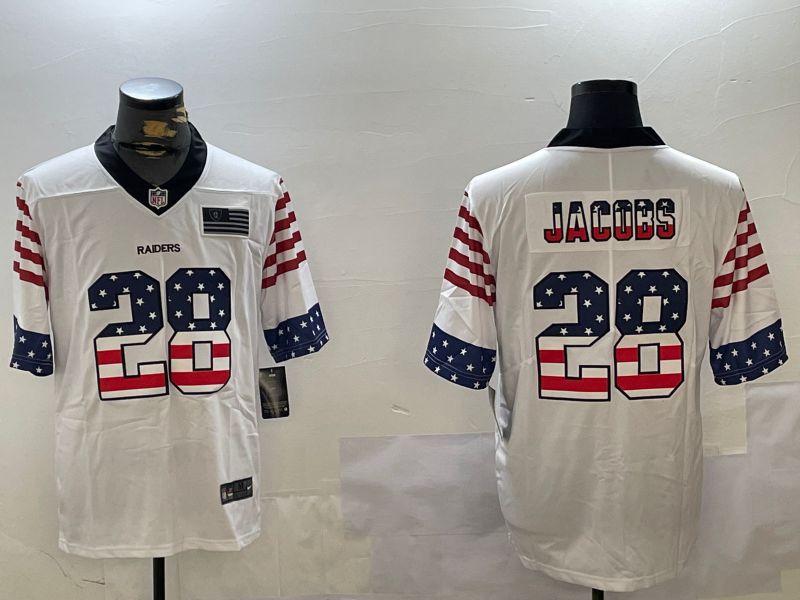 Men Oakland Raiders #28 Jacobs White National Flag 2024 Nike Limited NFL Jersey style 1